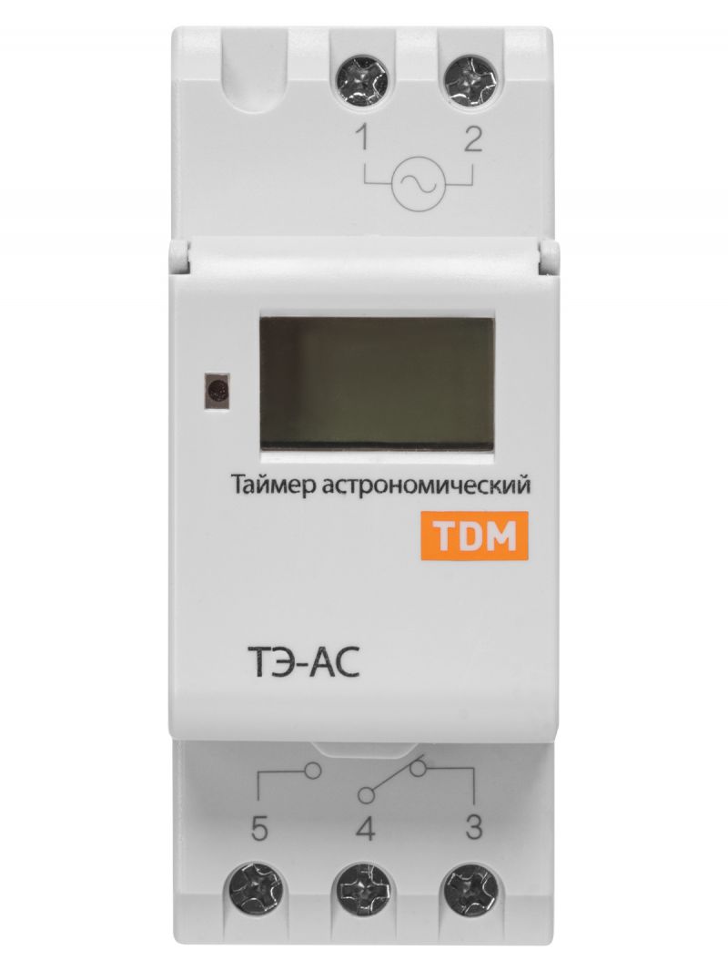 Таймер электронный на DIN-рейку астрономический ТЭ-АС-1мин/24ч-8on/off-16А-DIN TDM