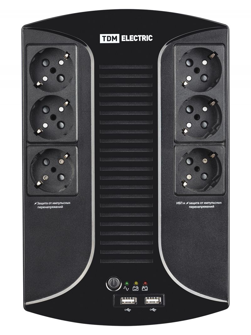 Источник бесперебойного питания ИБП 850 ВА 6 розеток +2USB TDM