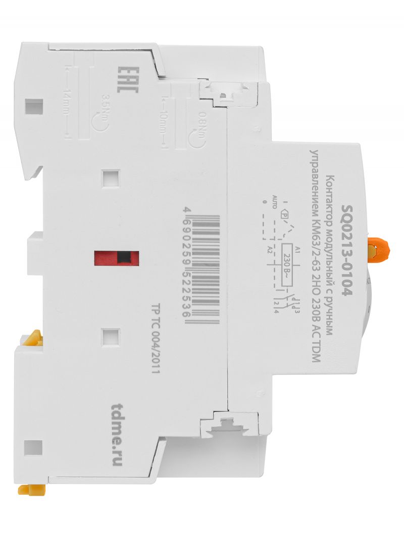 Контактор модульный с ручным управлением КМ63/2-63 2НО 230В АС TDM