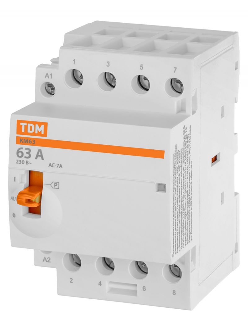 Контактор модульный с ручным управлением КМ63/4-63 4НО 230В АС TDM