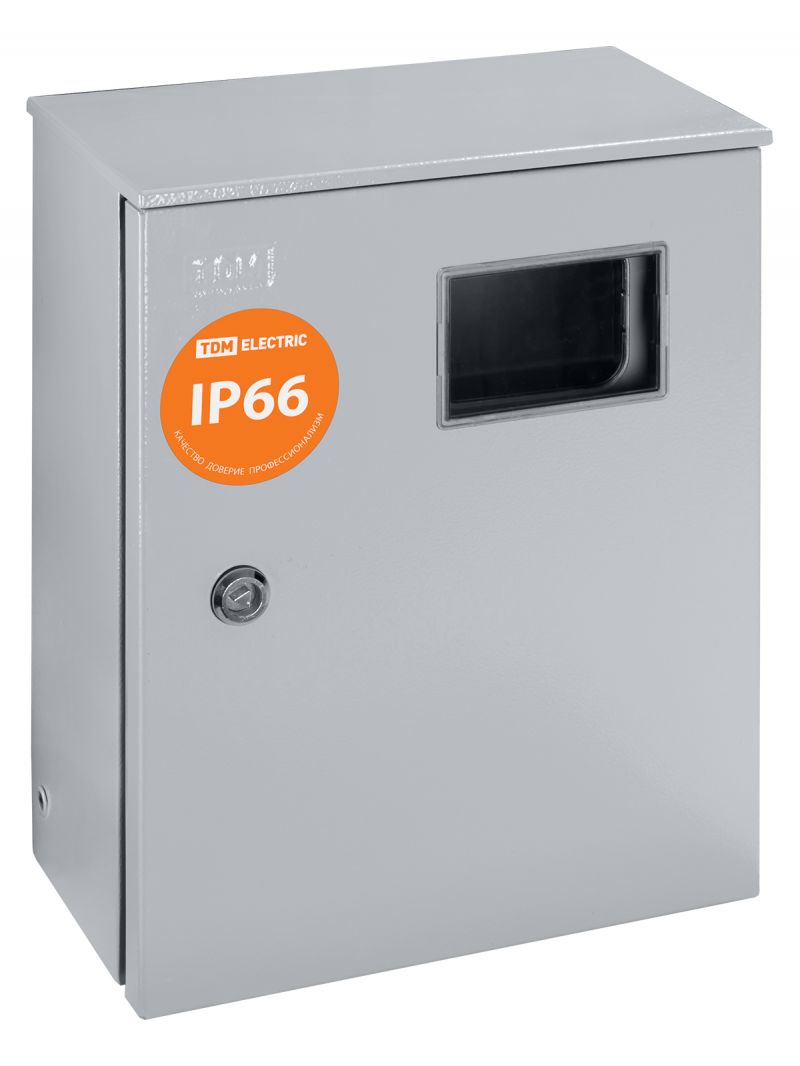 Корпус металлический ЩУ-1ф/1-0-12 IP66 (ЩУРН-1/12 IP66) с опломбировкой счётчика (395х310х165) TDM