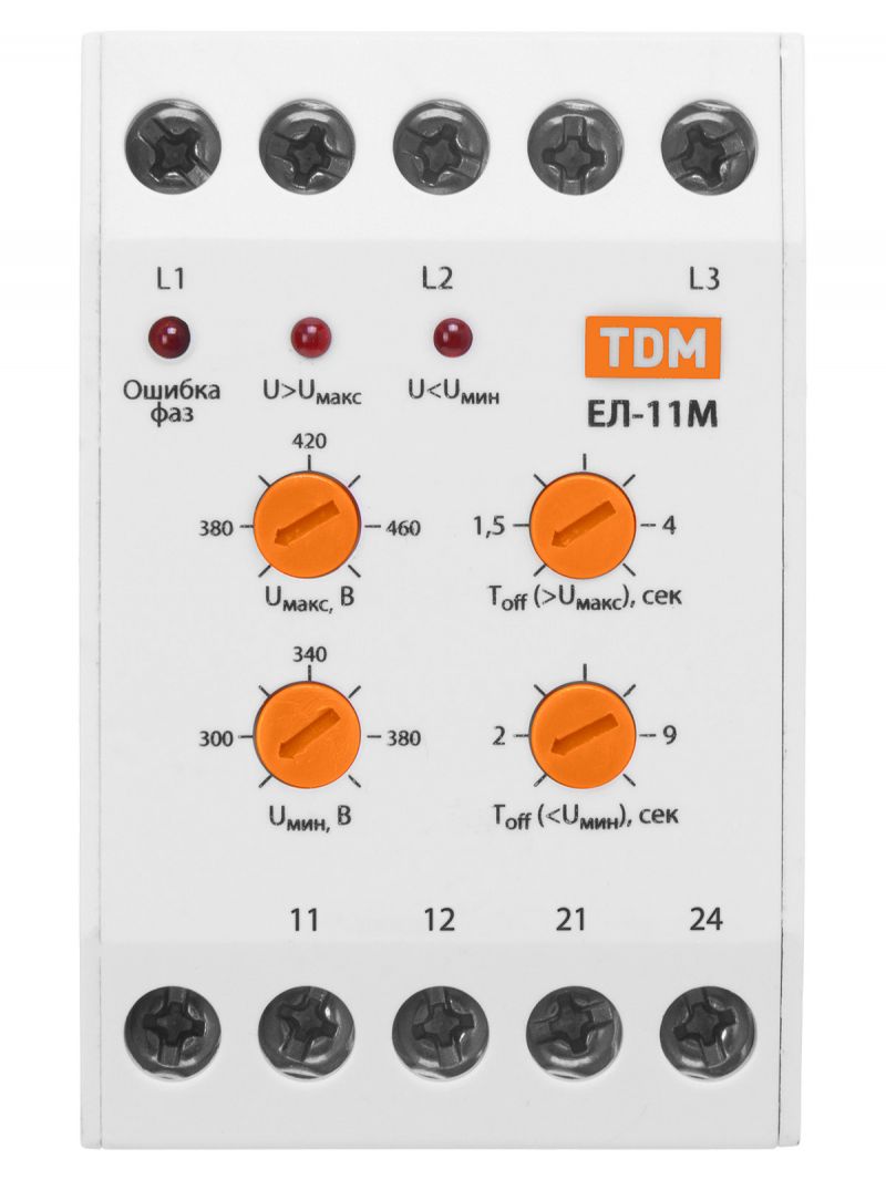 Реле контроля фаз серии ЕЛ-11М-3х380В (1нр+1нз контакты) TDM