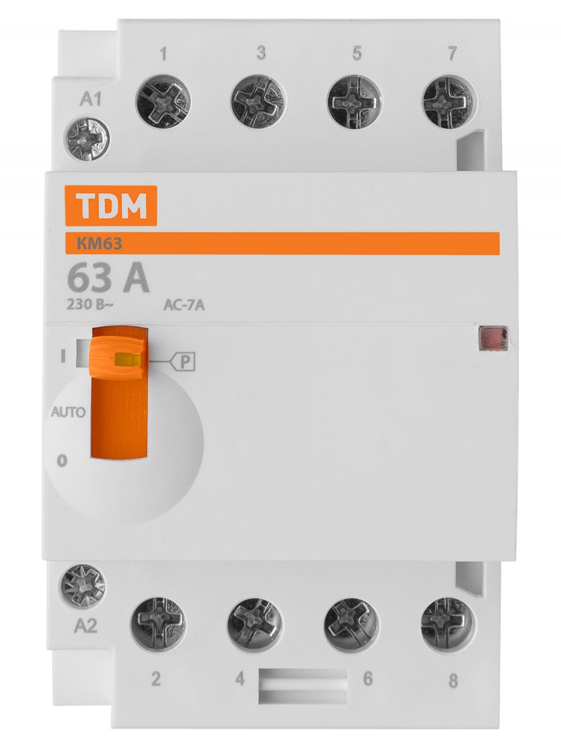 Контактор модульный с ручным управлением КМ63/4-63 4НО 230В АС TDM