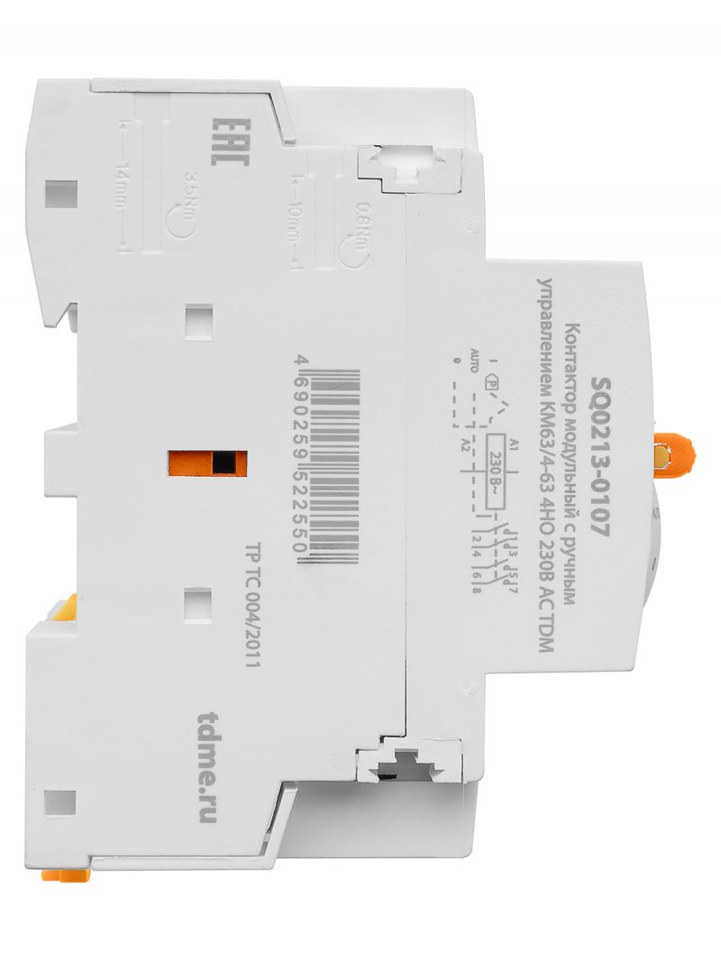 Контактор модульный с ручным управлением КМ63/4-63 4НО 230В АС TDM