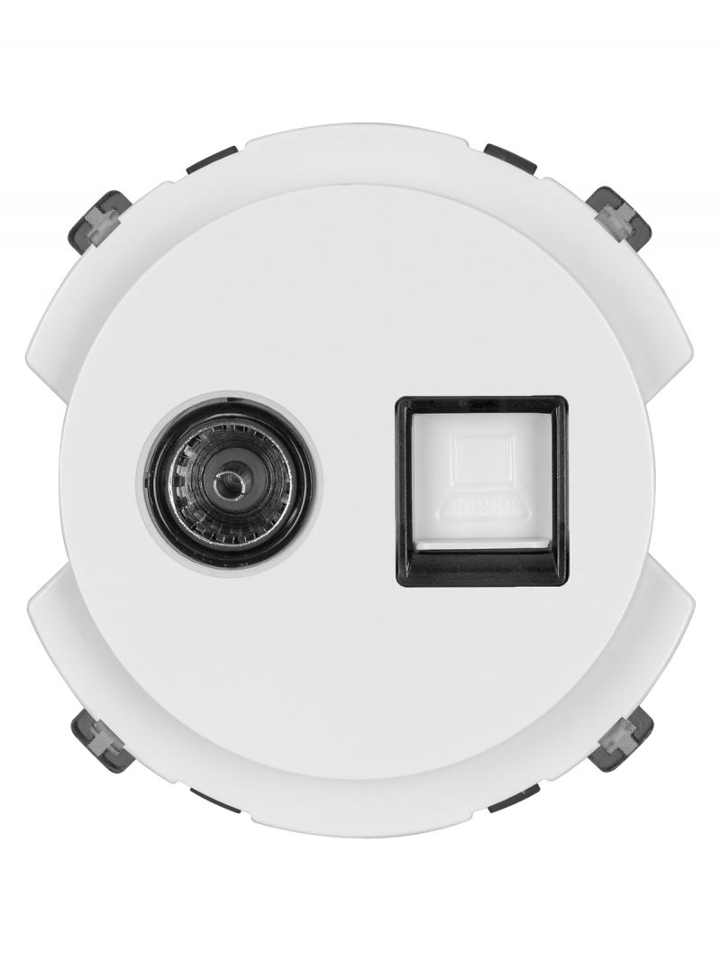Розетка компьютерная RJ45 + TV розетка оконечная белая, 