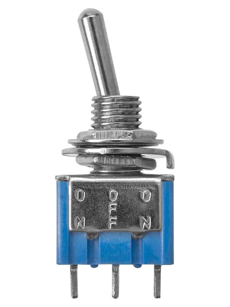 Переключатель-тумблер MTS-103 Micro 1P 250В AC/DC 3А (3c) ON-OFF-ON с фиксацией TDM