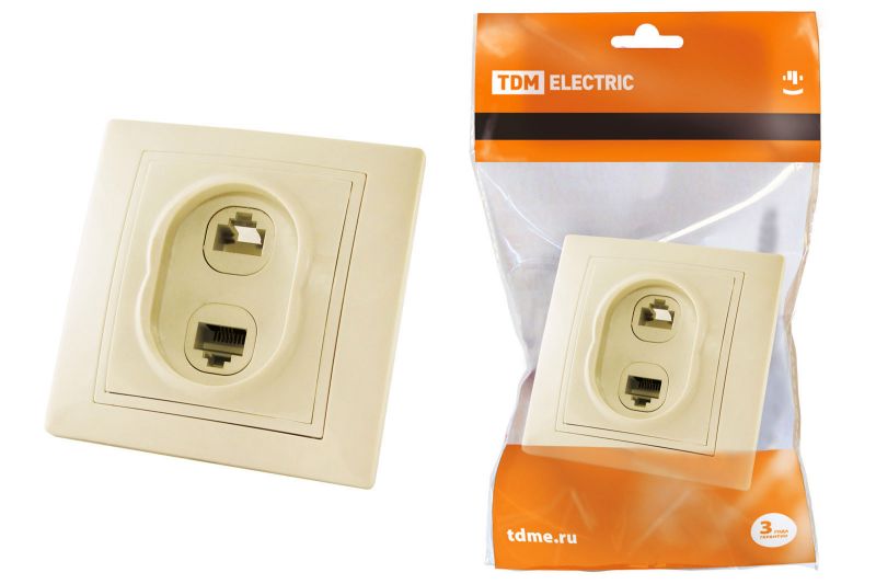 Розетка телефонная RJ11 + компьютерная RJ45 сл. кость 