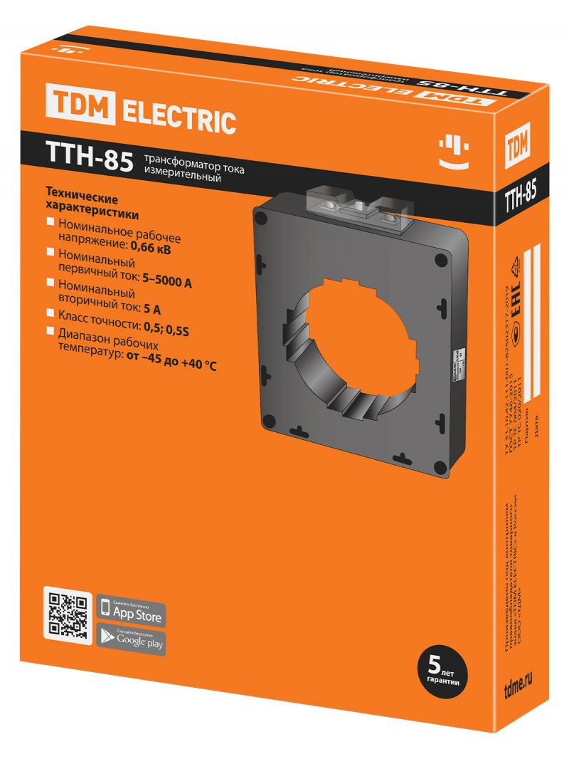 Трансформатор тока измерительный ТТН  85/ 800/5-15VA/0,5-Р TDM