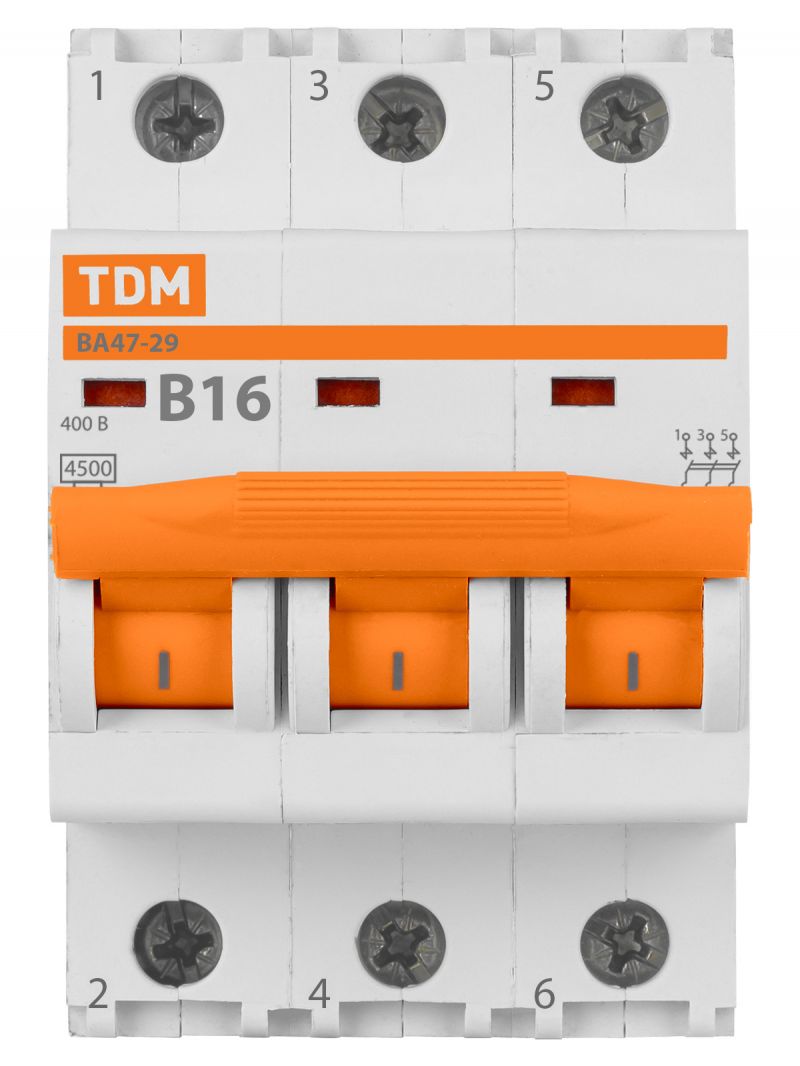 Авт. выкл.ВА47-29 3Р 16А 4,5кА х-ка В TDM