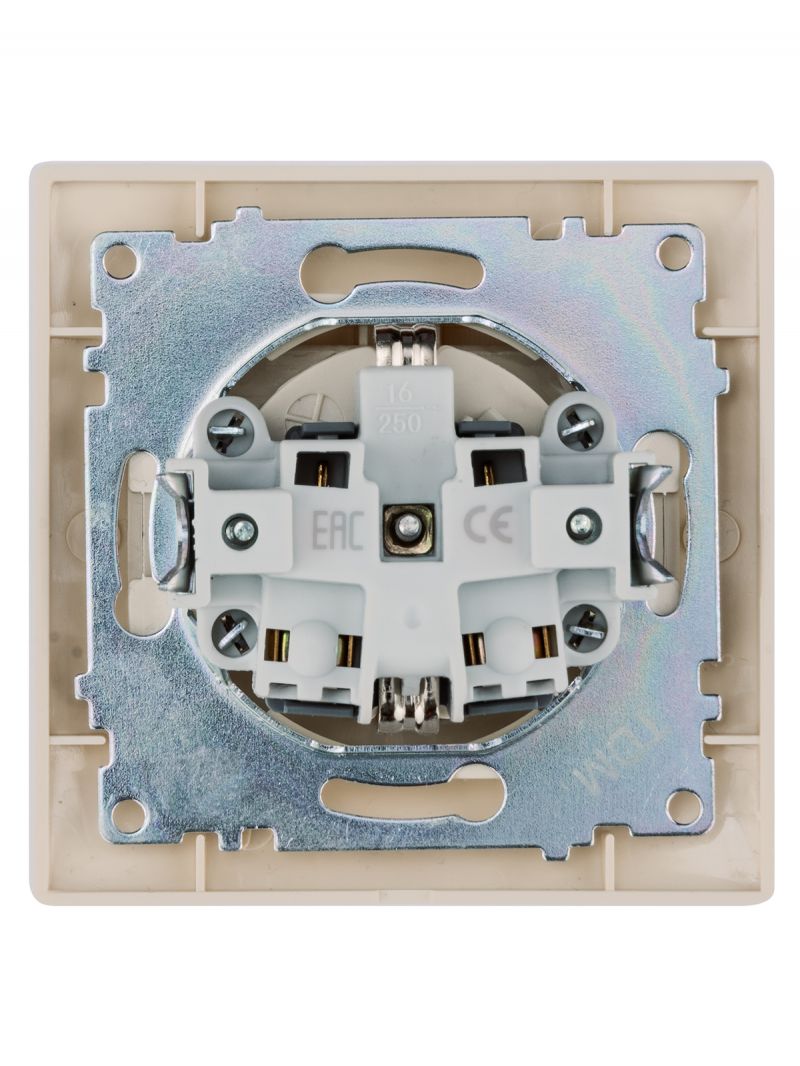 Розетка 2П+З 16А 250В IP44 с крышкой сл. кость 