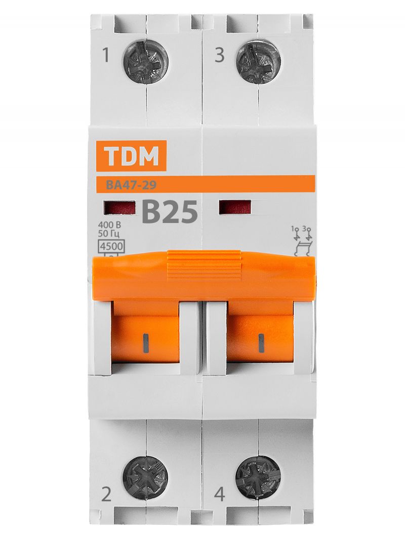 Авт. выкл.ВА47-29 2Р 25А 4,5кА х-ка В TDM