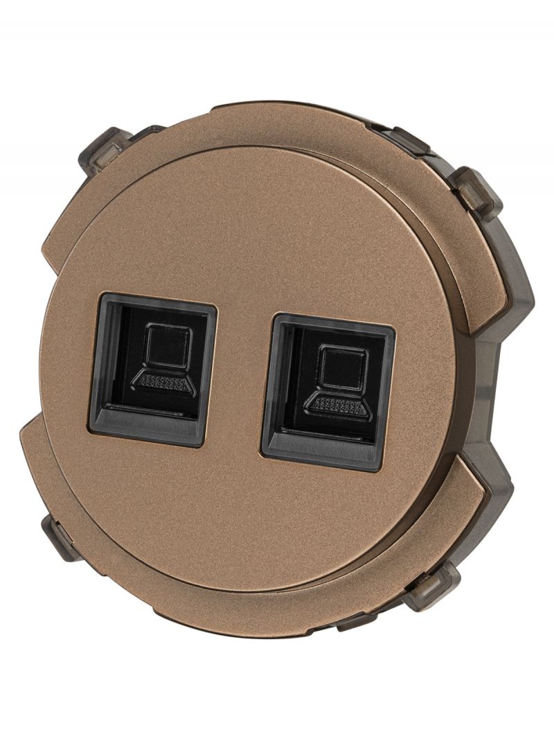Розетка компьютерная двойная RJ45 бронза, 