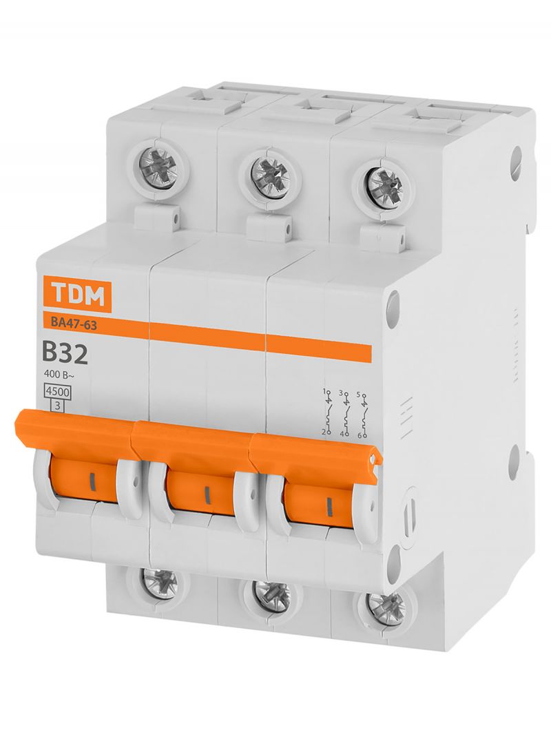 Авт. выкл.ВА47-63 3Р 32А 4,5кА х-ка B TDM