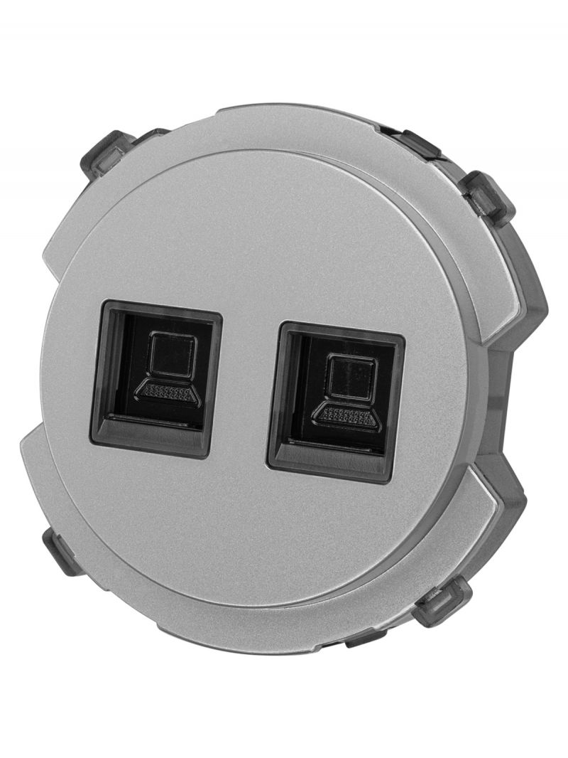 Розетка компьютерная двойная RJ45 платина, 