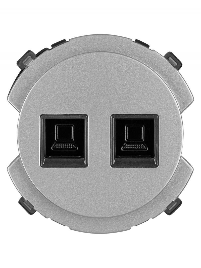 Розетка компьютерная двойная RJ45 платина, 