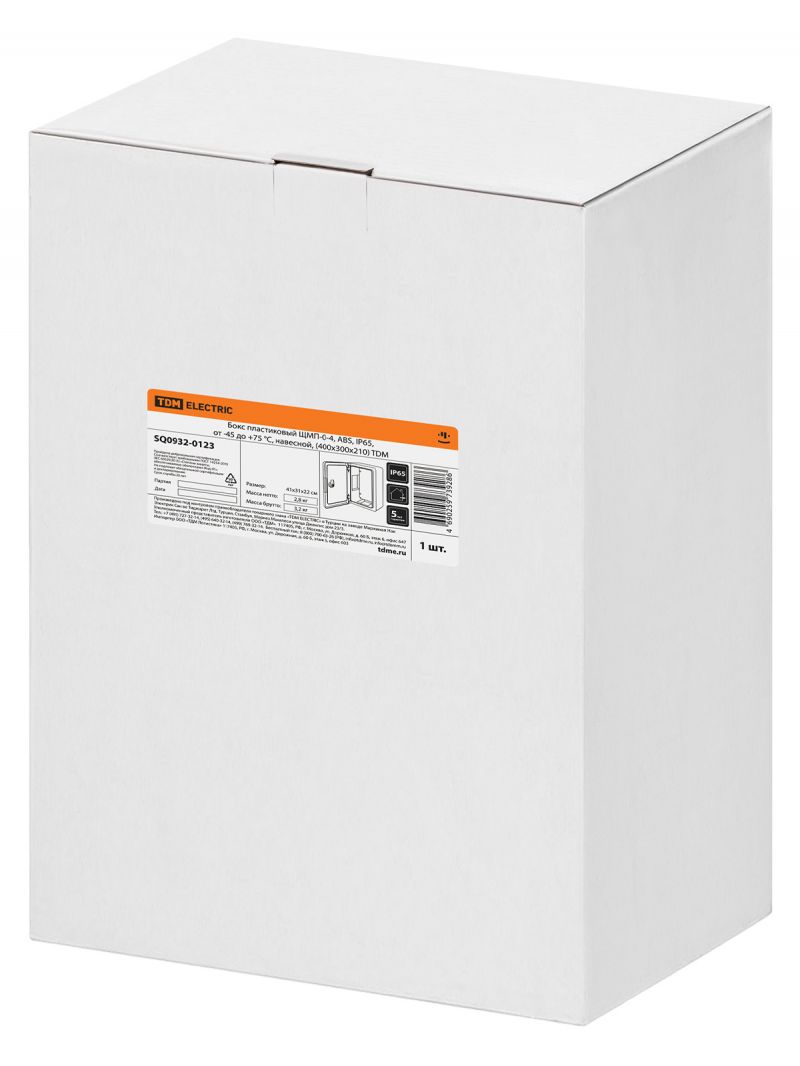 Бокс пластиковый ЩМП-0-4, ABS, IP65, от -45 до +75 °С, навесной, (400x300x210) TDM