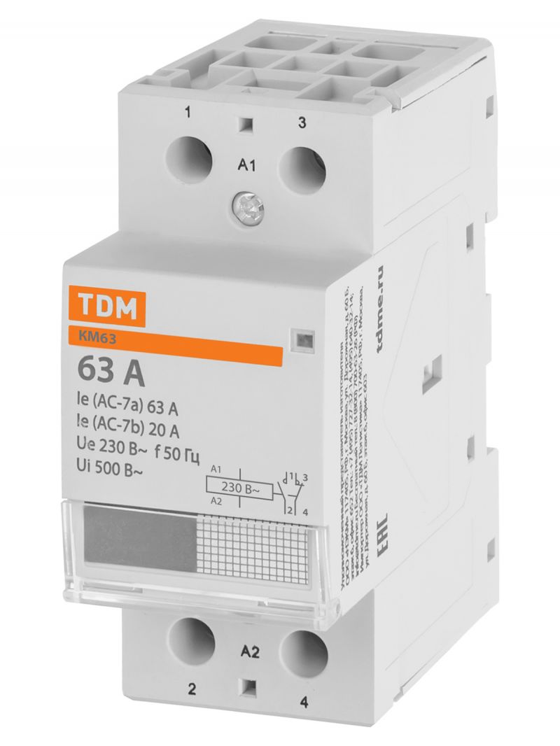 Контактор модульный КМ63/2-63 1НО;1НЗ TDM