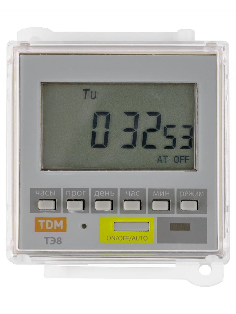 Таймер электронный цокольный в крышку щитка ТЭ8-1мин/7дн-8on/off-16А-8Ц/Щ TDM