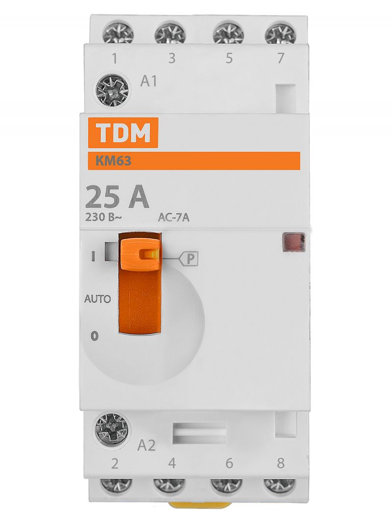 Контактор модульный с ручным управлением КМ63/4-25 4НО 230В АС TDM