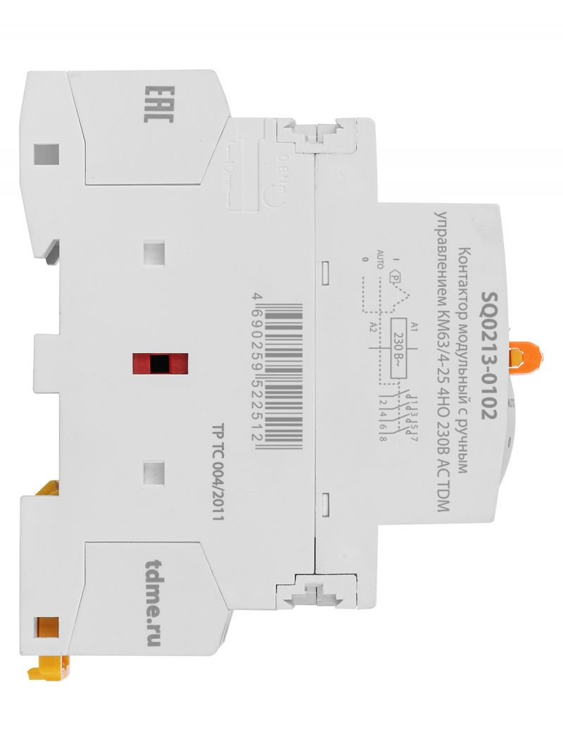 Контактор модульный с ручным управлением КМ63/4-25 4НО 230В АС TDM