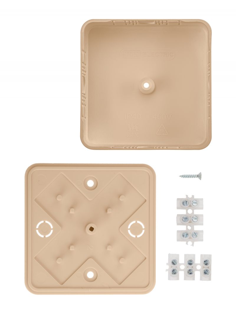 Коробка распаячная КР 75х75х20 ОП сосна, с клем. колодкой, IP40, инд. штрихкод TDM
