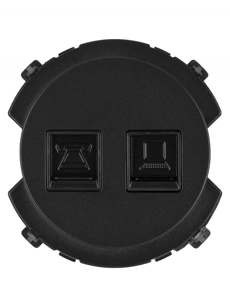 Розетка телефонная RJ11 + компьютерная RJ45 агат, 