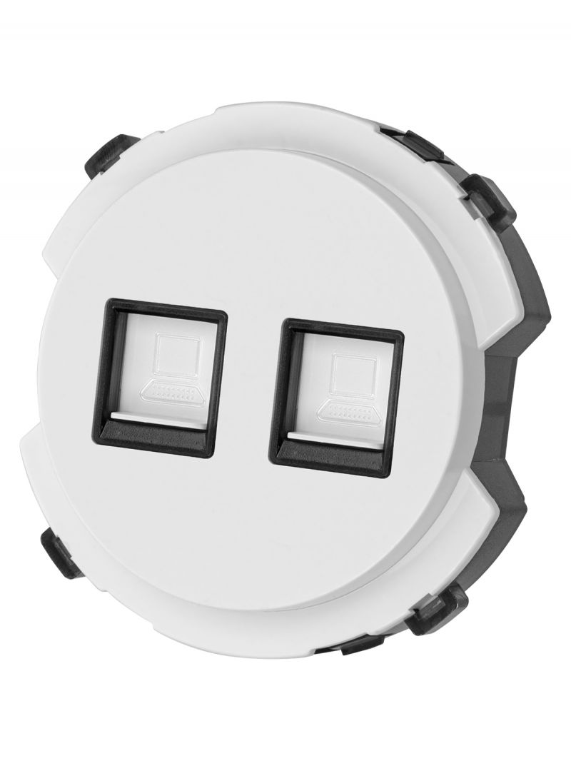 Розетка компьютерная двойная RJ45 белая, 