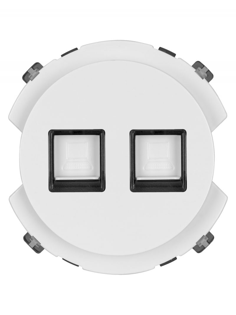 Розетка компьютерная двойная RJ45 белая, 