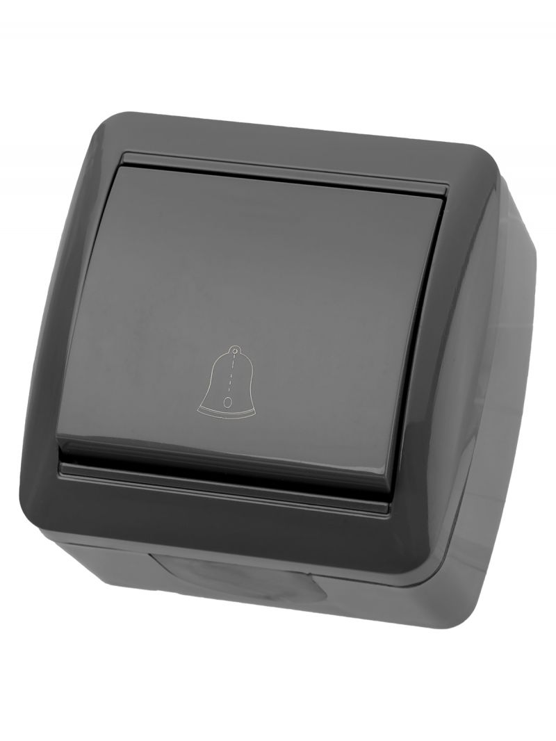 Кнопка звонковая открытой установки IP44 6А серая 