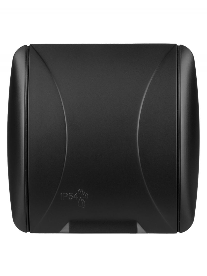 Розетка 2П+З открытой установки IP54 16А с крышкой графит 