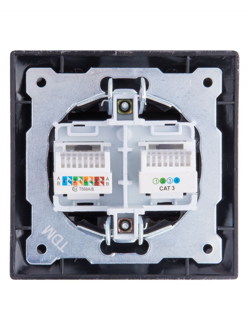 Розетка телефонная RJ11 + компьютерная RJ45 старинное серебро 