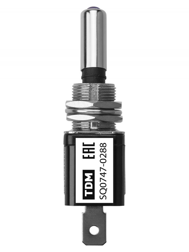Выключатель-тумблер ASW-07D 1P 12В AC/DC 25А (3c) ON-OFF с фиксацией с синей LED подсветкой TDM