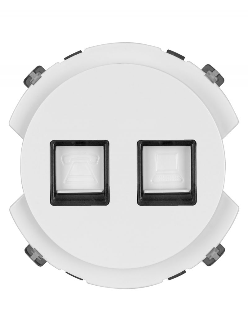 Розетка телефонная RJ11 + компьютерная RJ45 белая, 