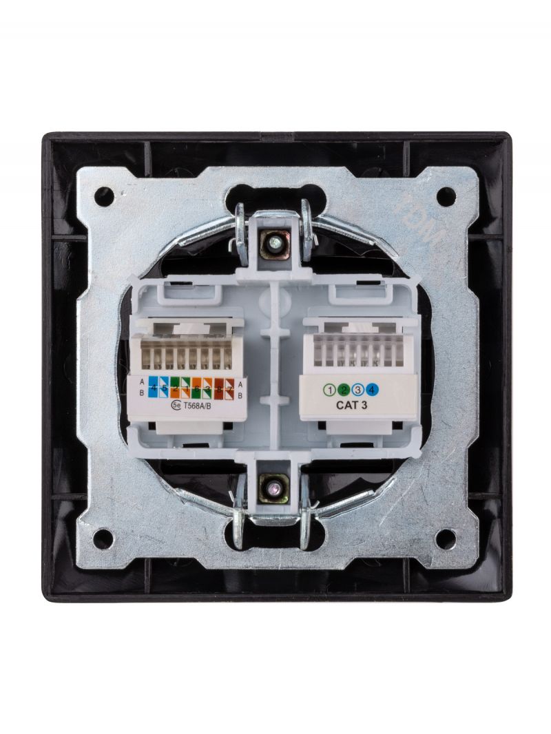 Розетка телефонная RJ11 + компьютерная RJ45 старинная бронза 