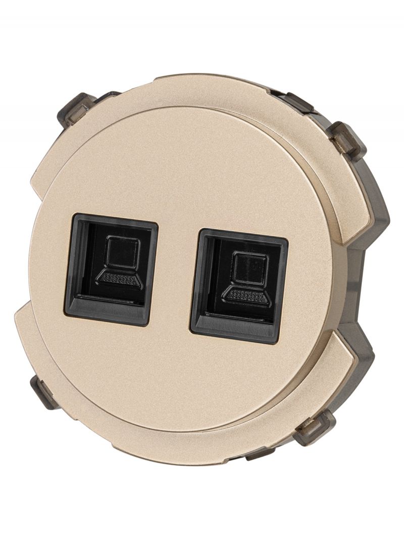 Розетка компьютерная двойная RJ45 шампань, 