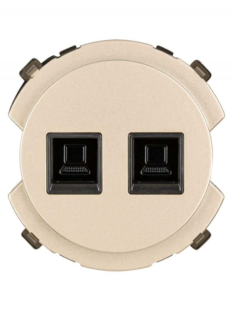 Розетка компьютерная двойная RJ45 шампань, 