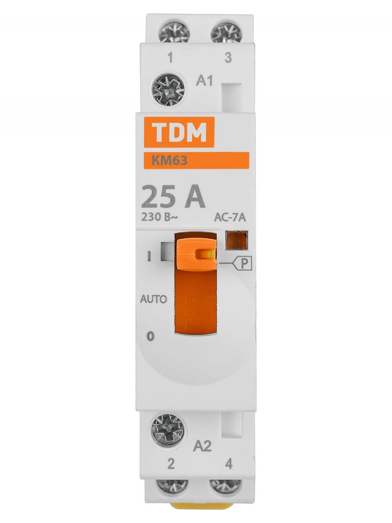 Контактор модульный с ручным управлением КМ63/2-25 2НО 230В АС TDM