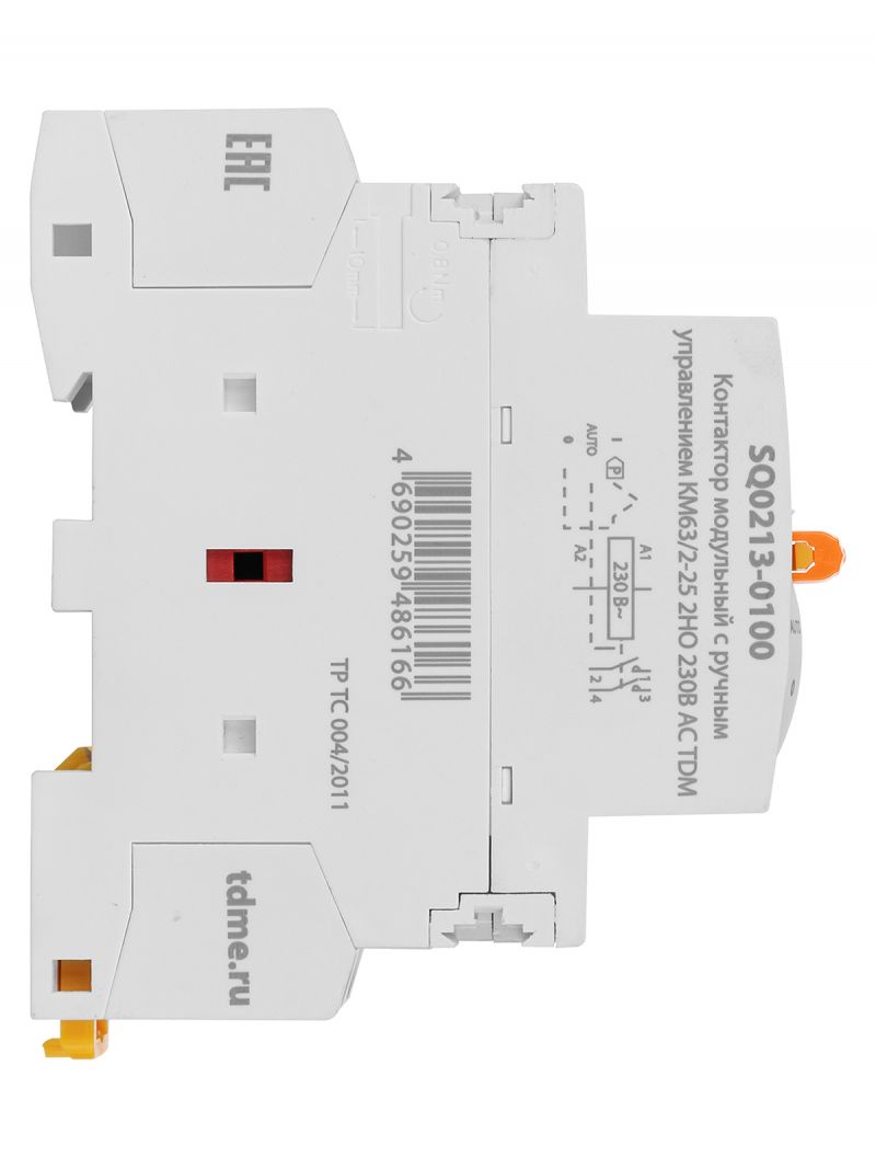 Контактор модульный с ручным управлением КМ63/2-25 2НО 230В АС TDM