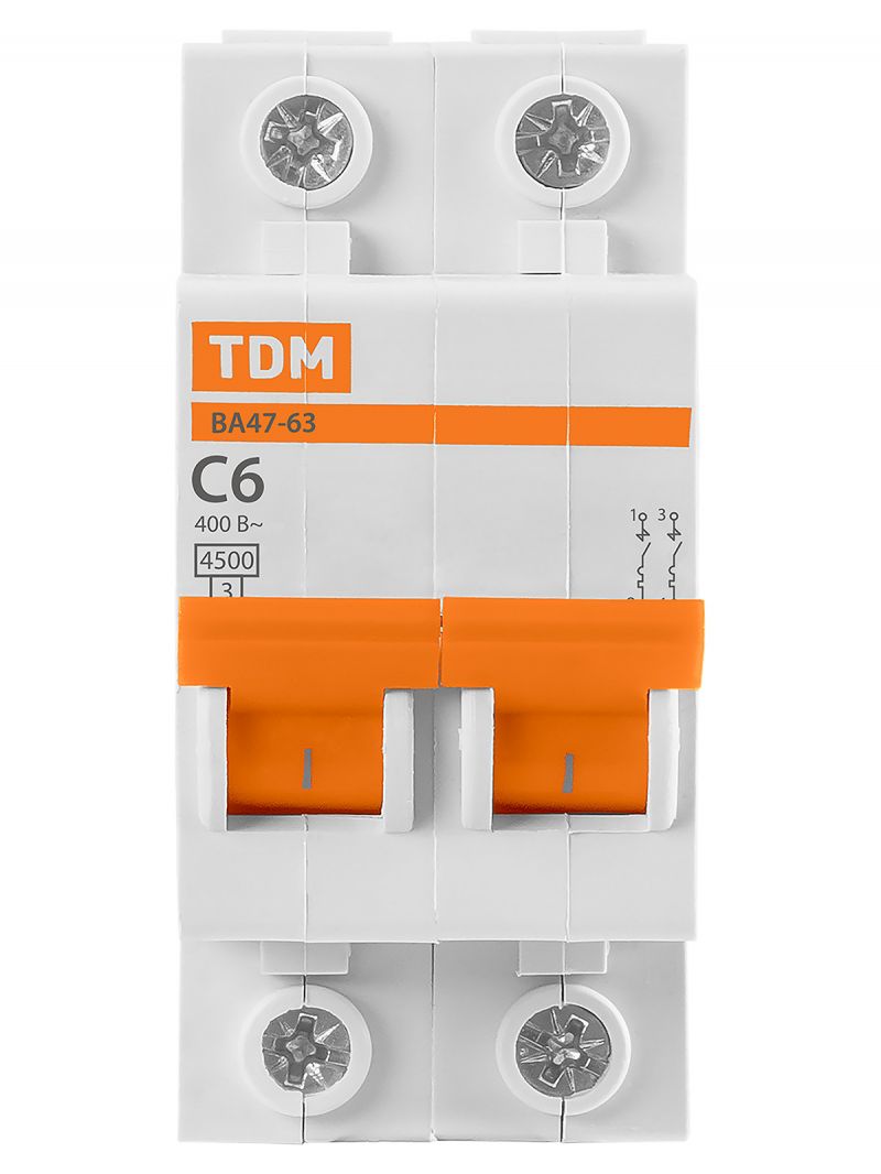 Авт. выкл.ВА47-63 2Р  6А 4,5кА х-ка С TDM