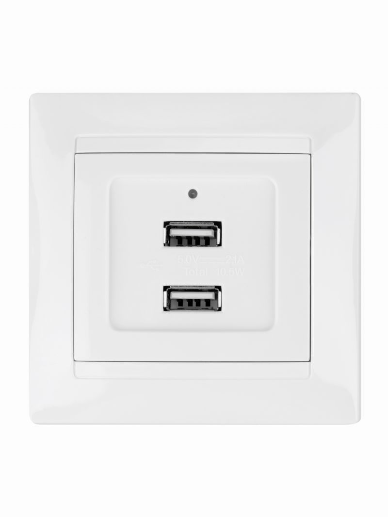 Розетка 2USB порт 2,1А 5В белая 