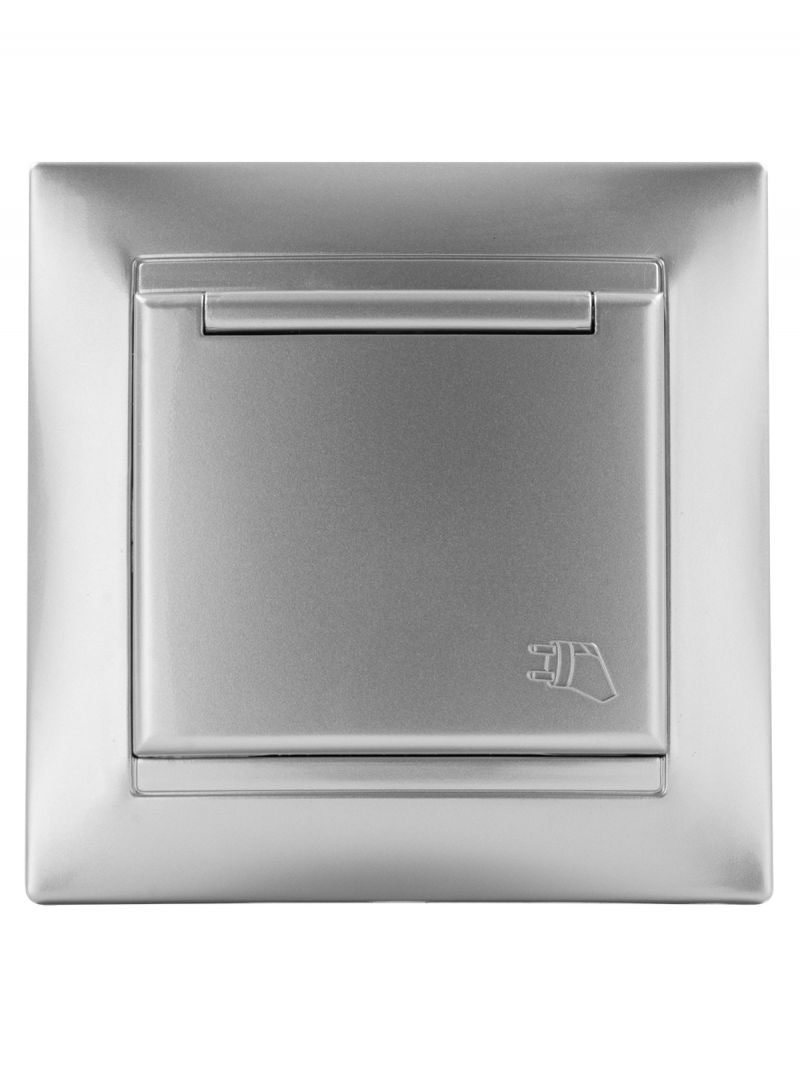 Розетка 2П+З 16А 250В IP44 с крышкой серебр. металлик 