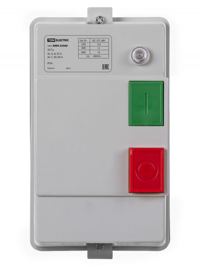 Контактор КМН22560 25А в оболочке с индикатором Ue=380В/АС3 IP54 TDM