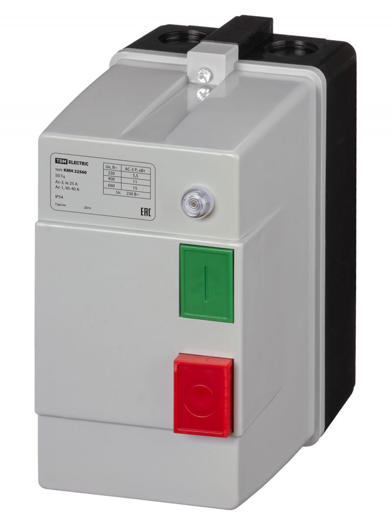 Контактор КМН22560 25А в оболочке с индикатором Ue=220В/АС3 IP54 TDM