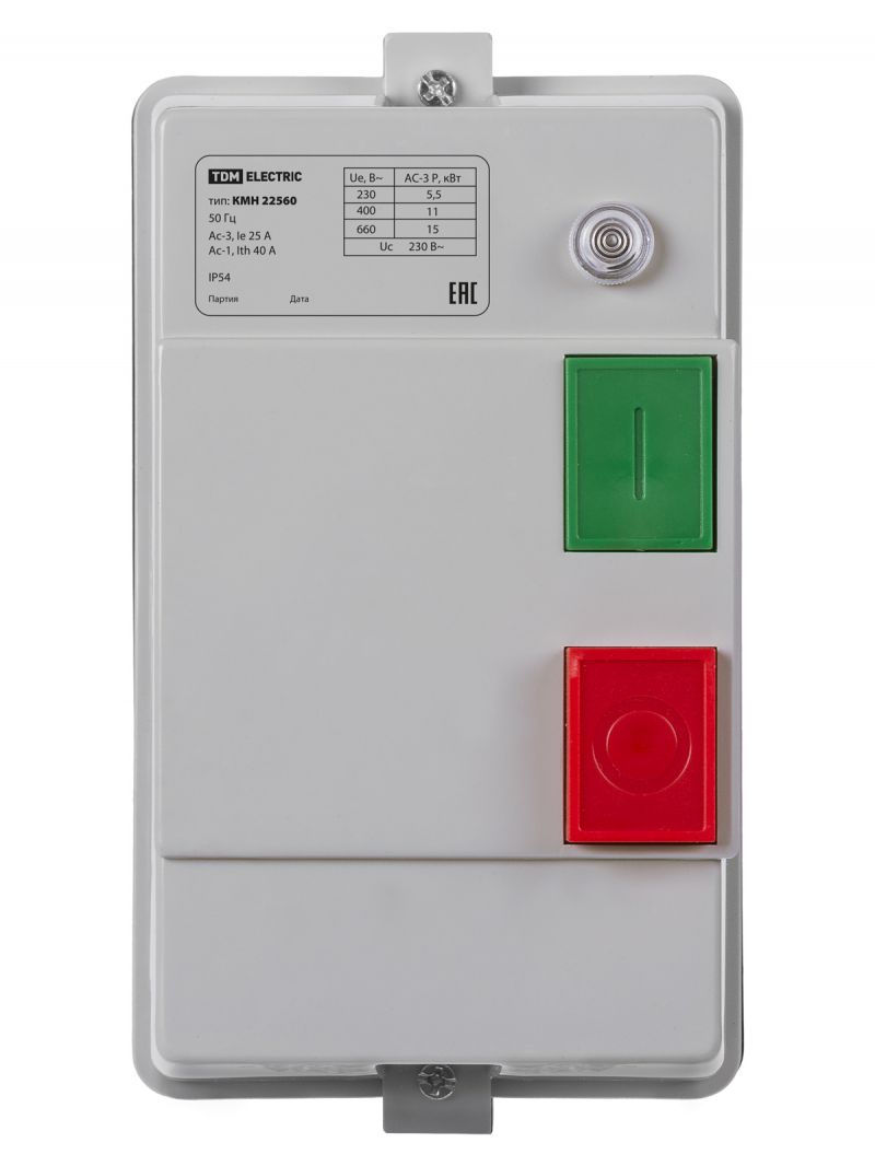 Контактор КМН22560 25А в оболочке с индикатором Ue=220В/АС3 IP54 TDM