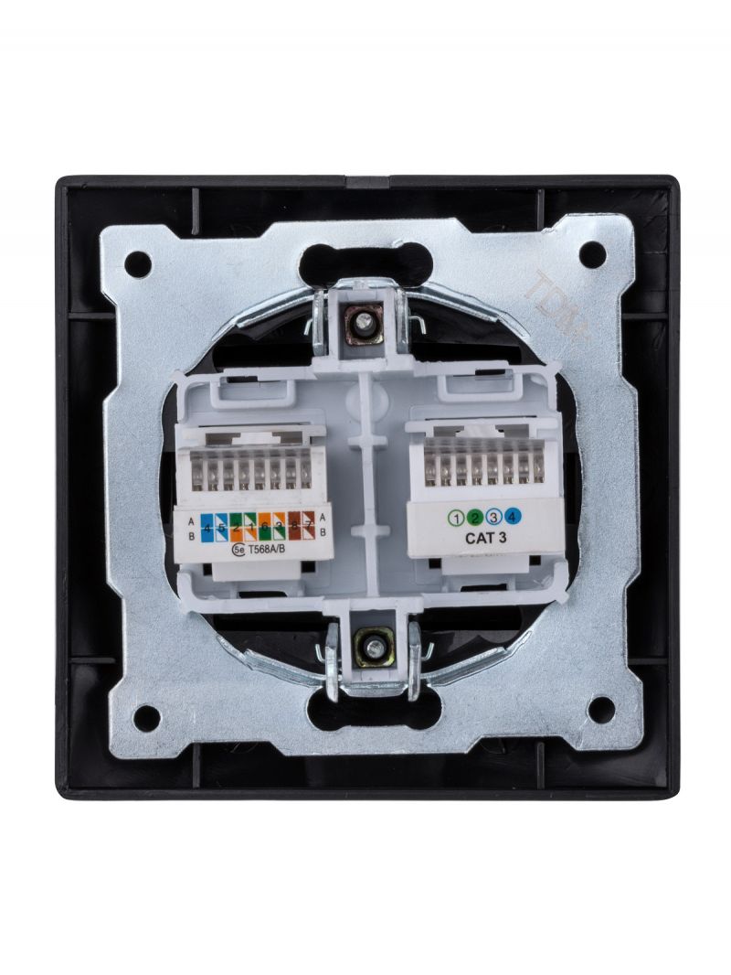 Розетка телефонная RJ11 + компьютерная RJ45 графит 
