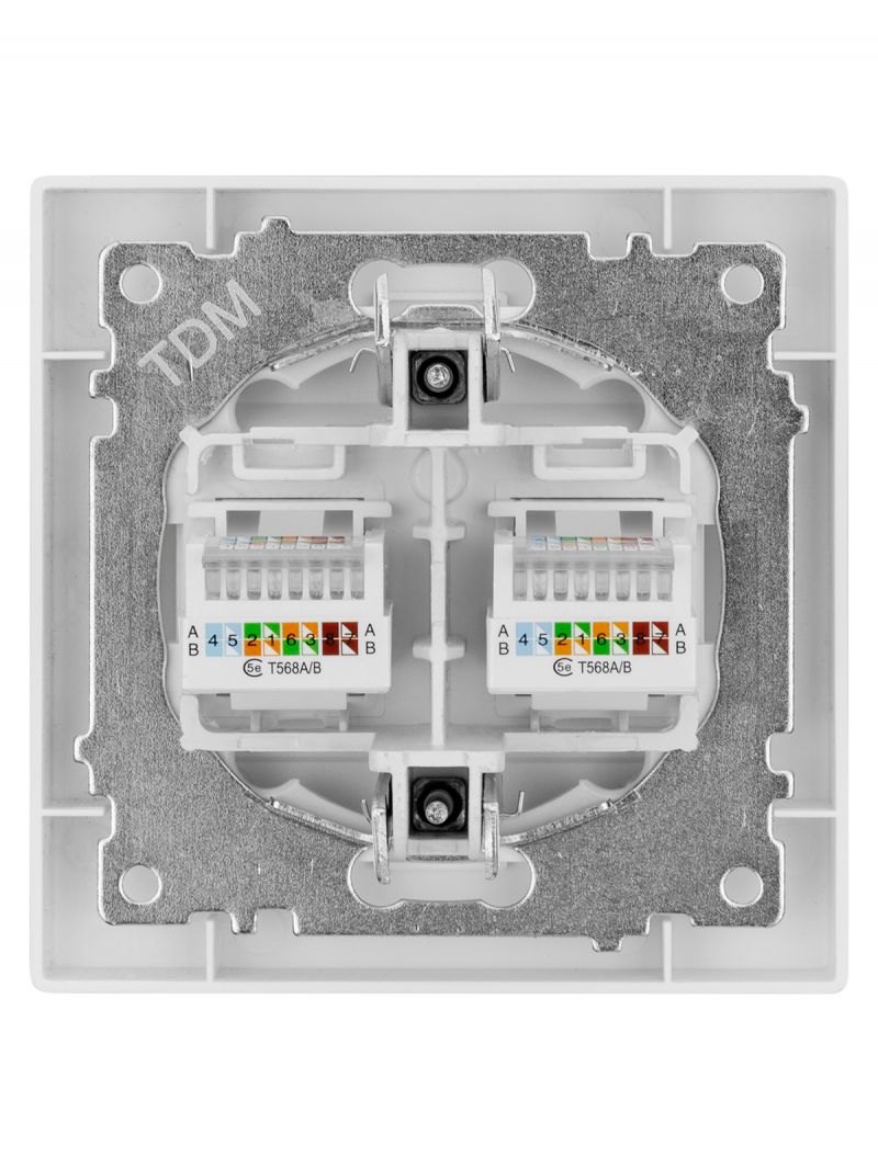 Розетка компьютерная двойная RJ45 белая 