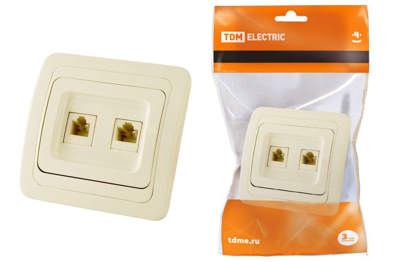 Розетка компьютерная RJ-45 + TФ (RJ-11) сл. кость 