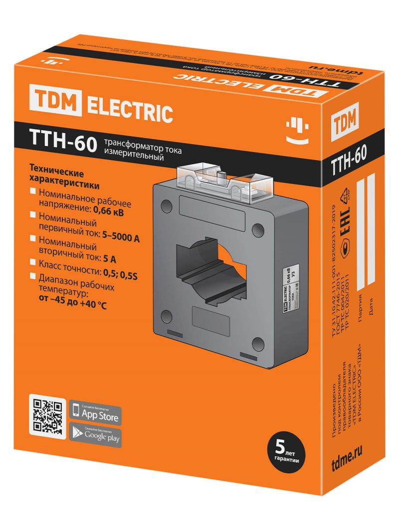 Трансформатор тока измерительный ТТН  60/ 600/5-10VA/0,5S-Р TDM