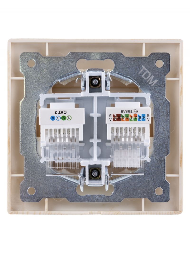 Розетка телефонная RJ11 + компьютерная RJ45 сосна 