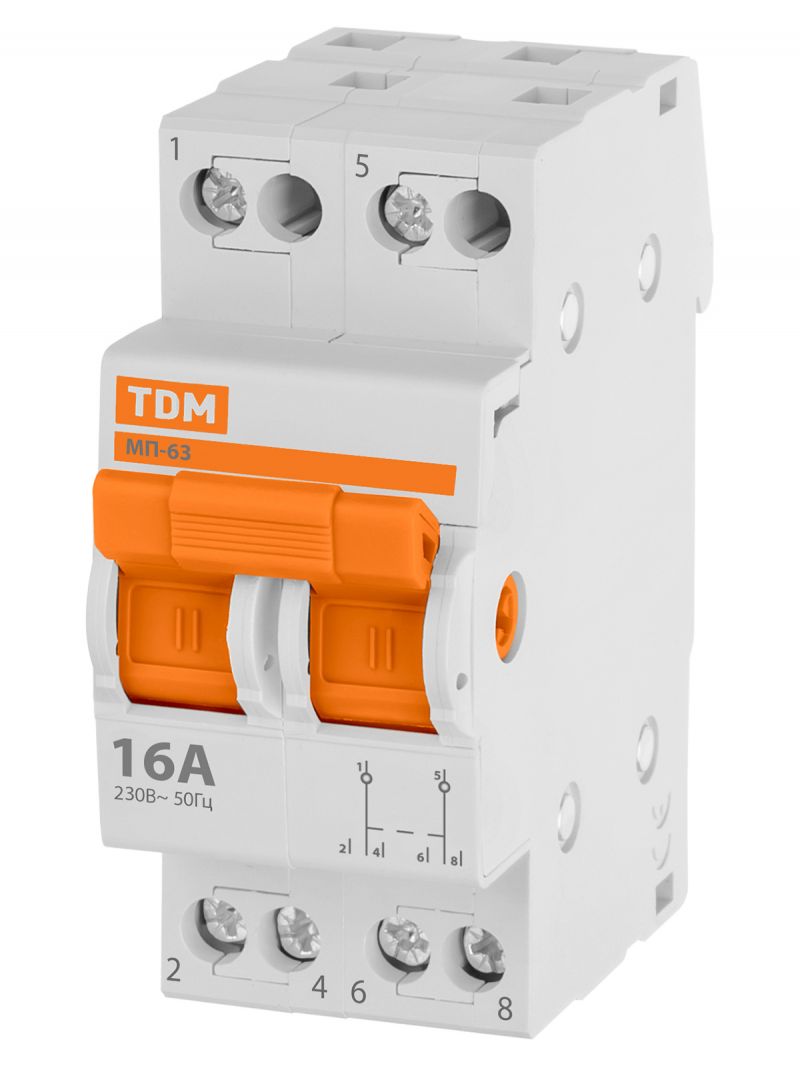 Модульный переключатель трехпозиционный МП-63 2P 16А TDM